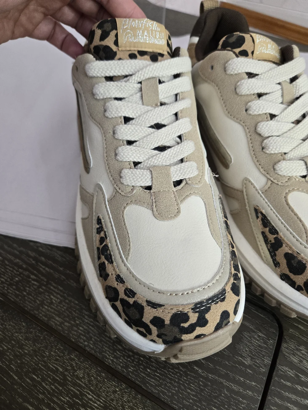 NWT Blowfish Malibu Women’s Size 10 Leopard Print Chunky Sneakers Tan Cream